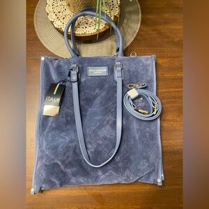 Viola Castallani Iris Suede Dual Compartment Crossbody/Shoulder Bag Tote